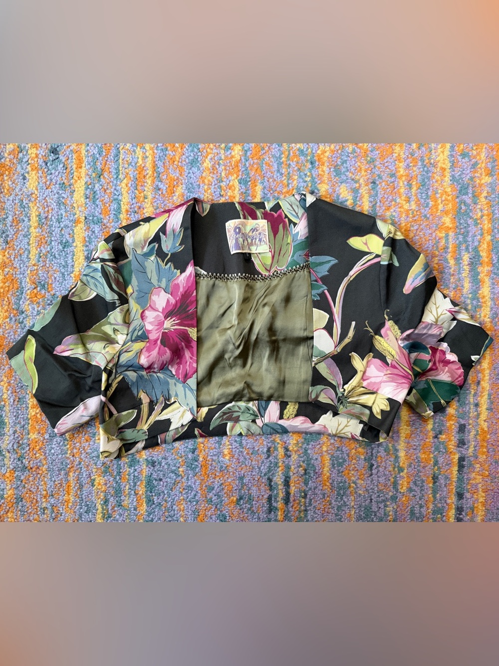 Lena Hoschek Floral Cropped Bolero Patio Jacket - Hibiscus Floral - Size S